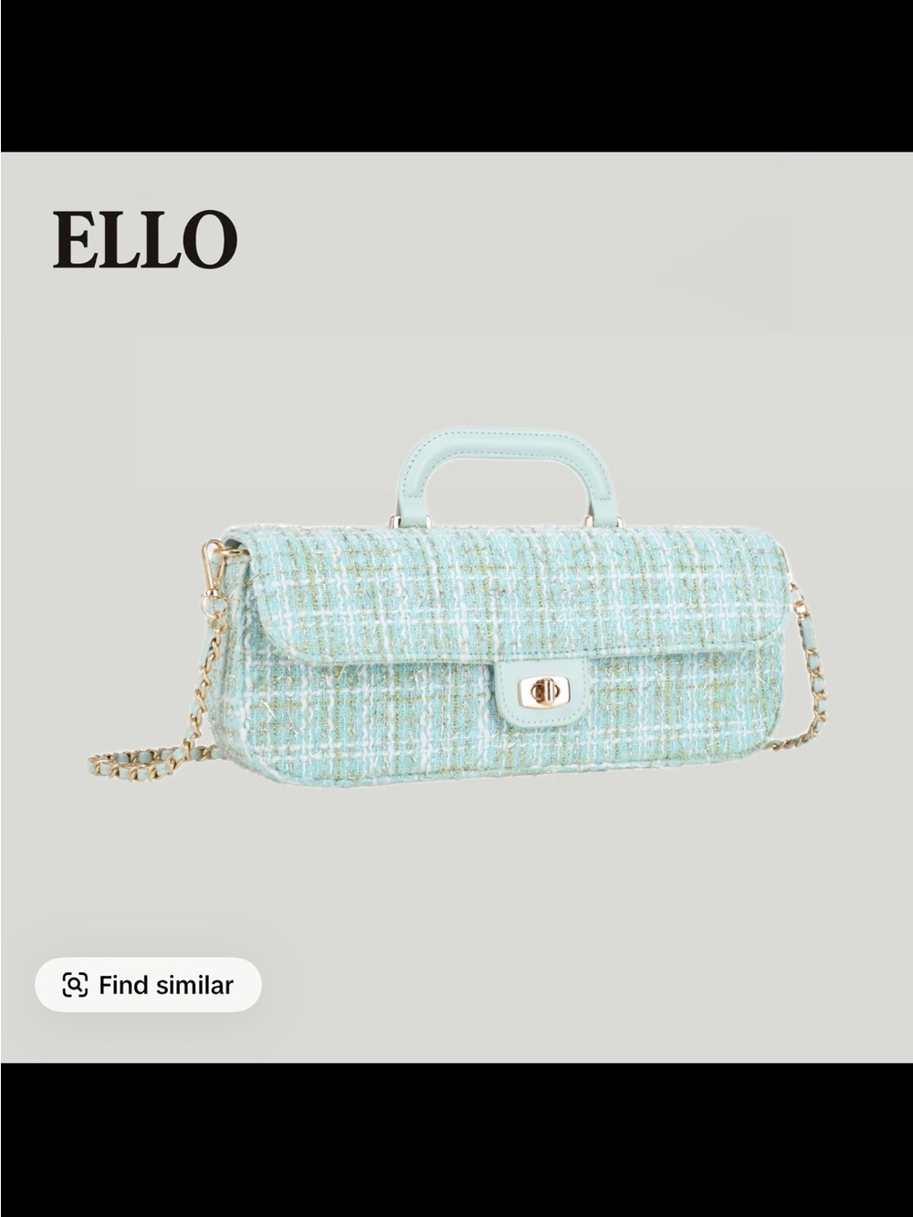 Mint Tweed Top Handle Women's Crossbody Bag
